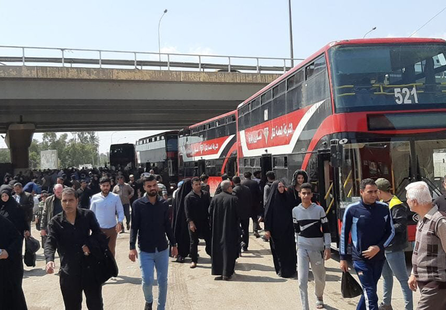 النقل، تباشر  بعملية التفويج العكسي للزائرين بعد انتهاء مراسم ركضة طويريج،