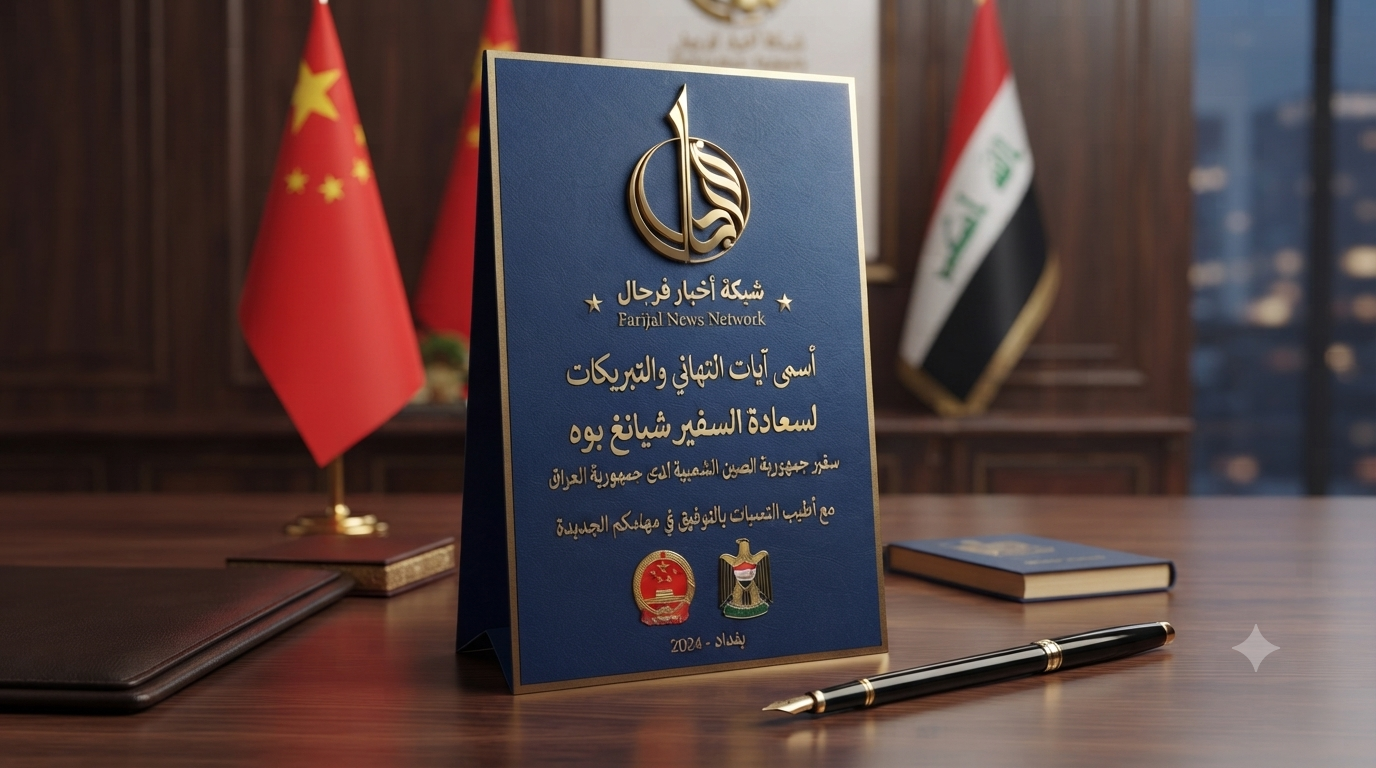 شبكة فرجال الإخبارية تهنئ سفير جمهورية الصين الشعبية بتسنم مهام عمله في العراق..